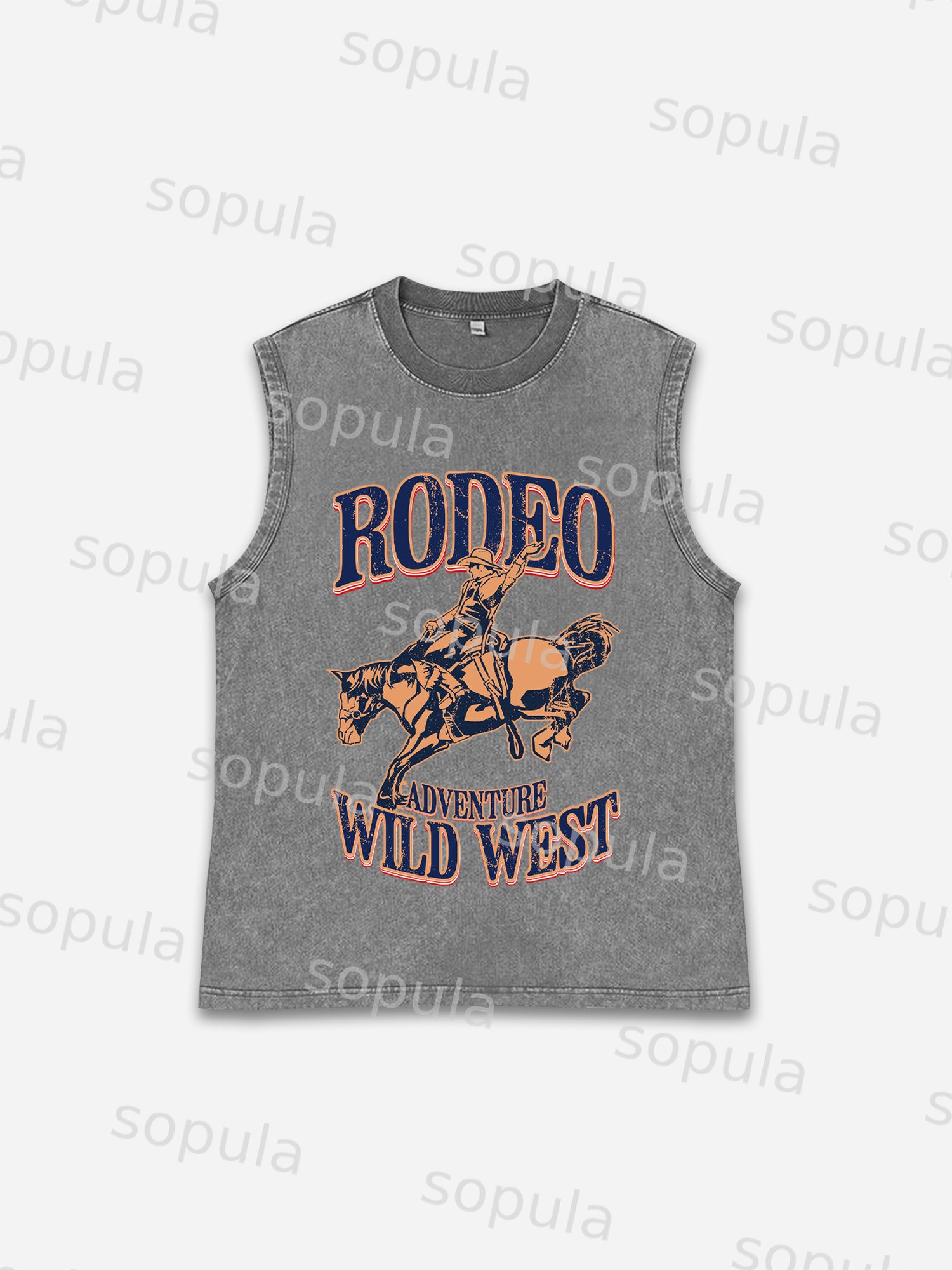 Sopula Coors Banquet Rodeo Classic Graphics Print Acid Washed Sleeveless Tank Top