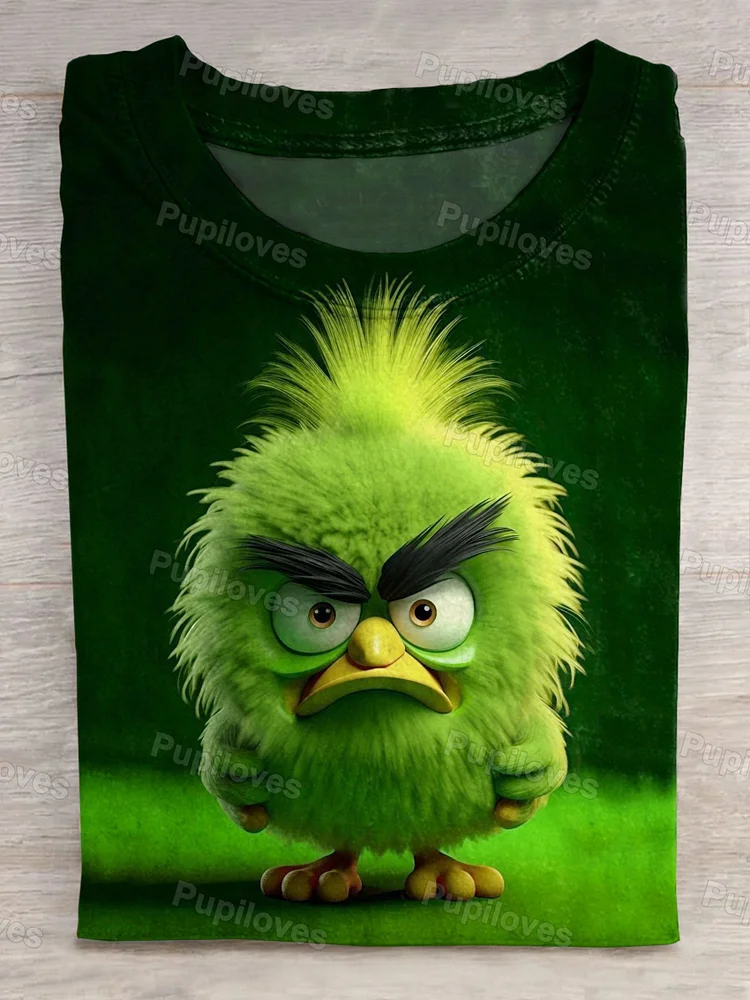 Pupiloves Pupiloves  Funny Angry Bird Art Print Short Sleeve Casual T-shirt