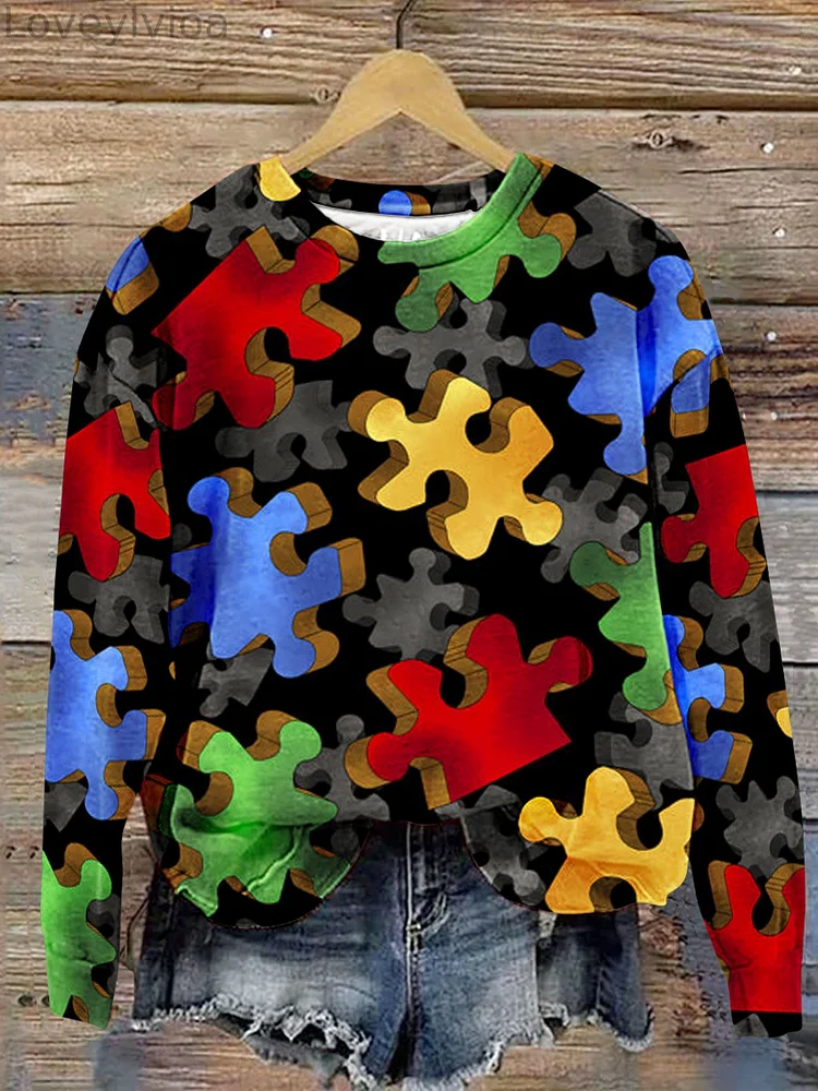 Autism Awareness Art Print Casual  Sweatshirt