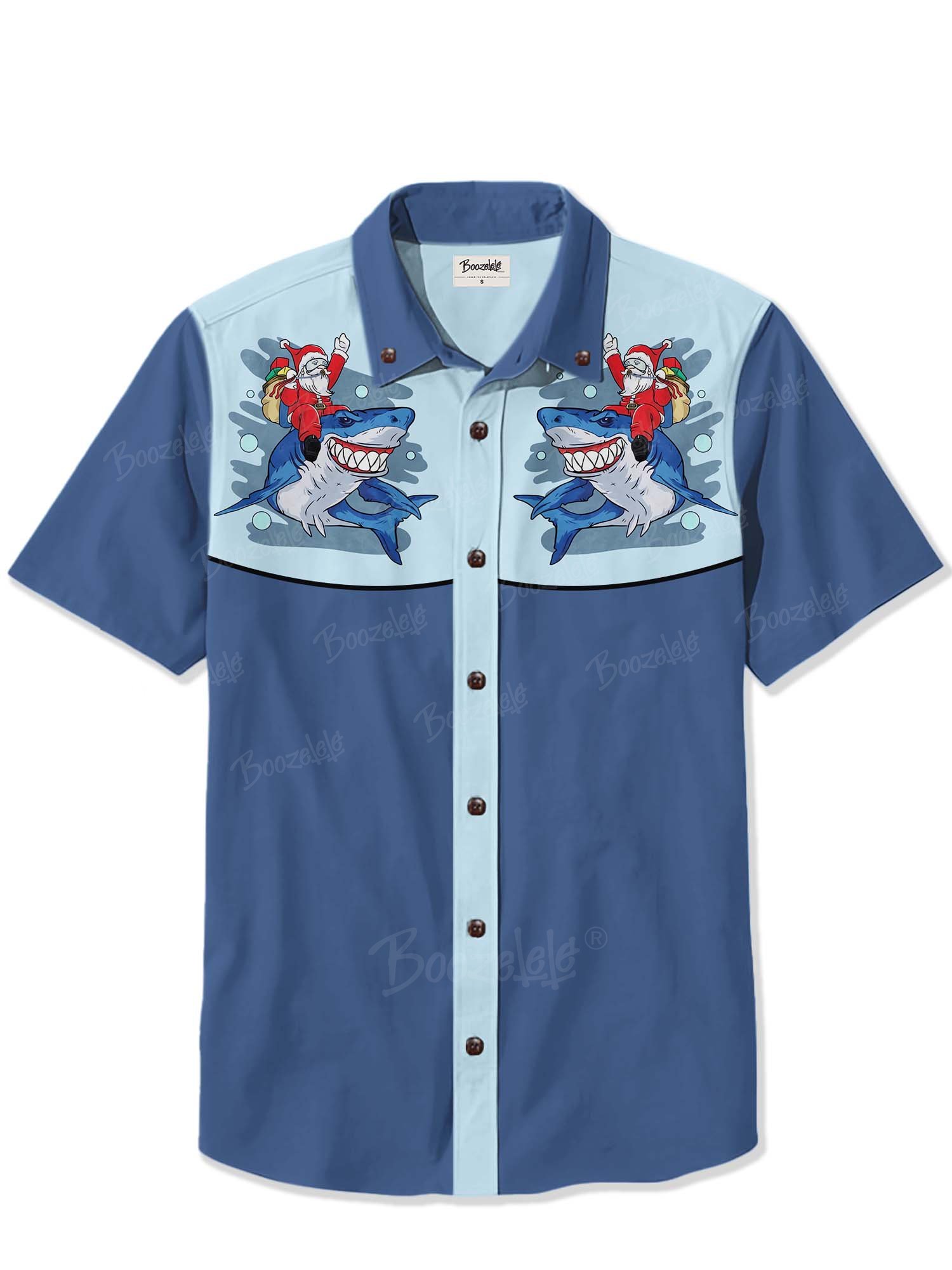 Christmas Shark and Santa Claus - 100% Cotton Shirt