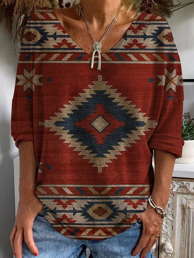 Retro geometric print T-shirt