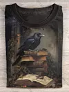 Unisex Raven Print Casual Short Sleeve T-Shirt