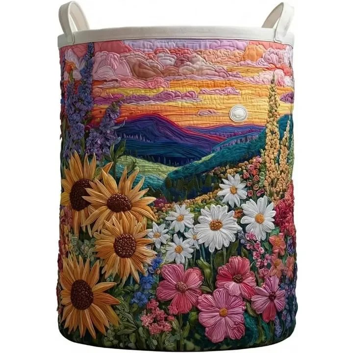 Laundry Basket with Colored Embossed Pattern,Quilted Clothes Hamper with Handles,Durable Fabric Storage Bag eltralife