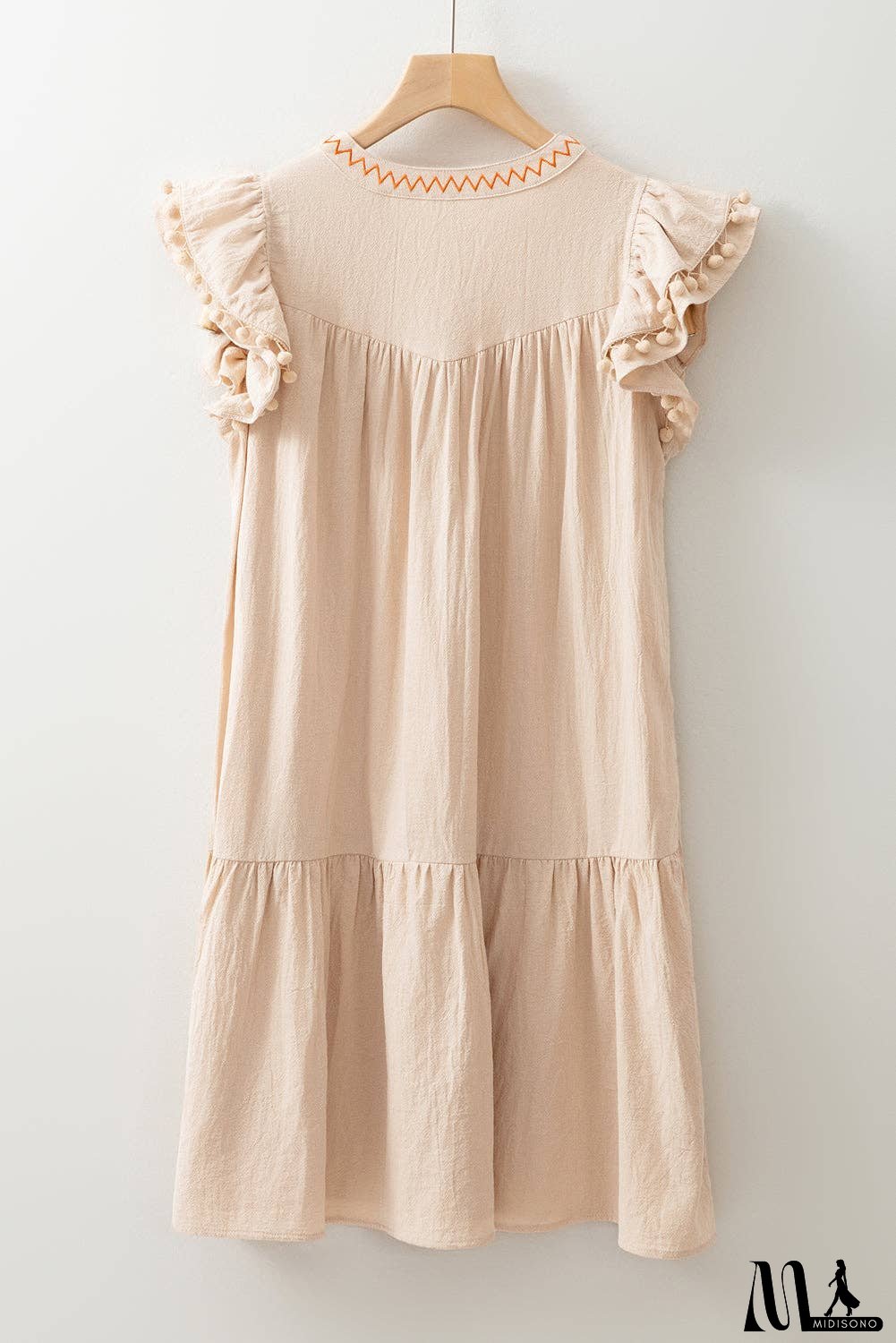 Floral Embroidered Ruffle Sleeve Spring Dress