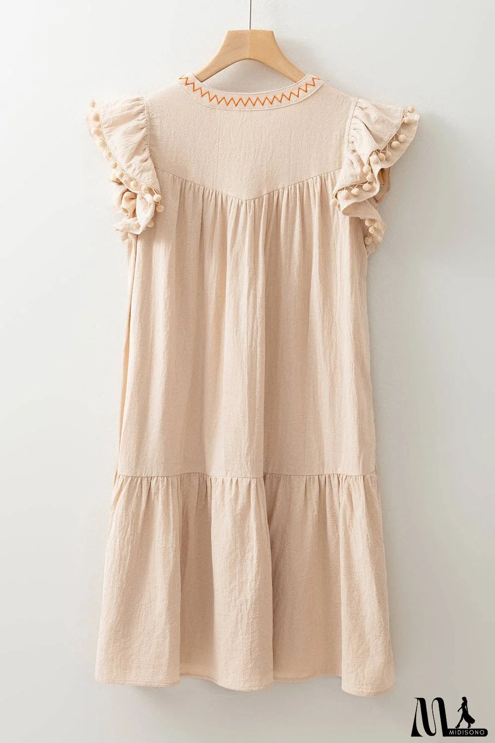 Floral Embroidered Ruffle Sleeve Spring Dress