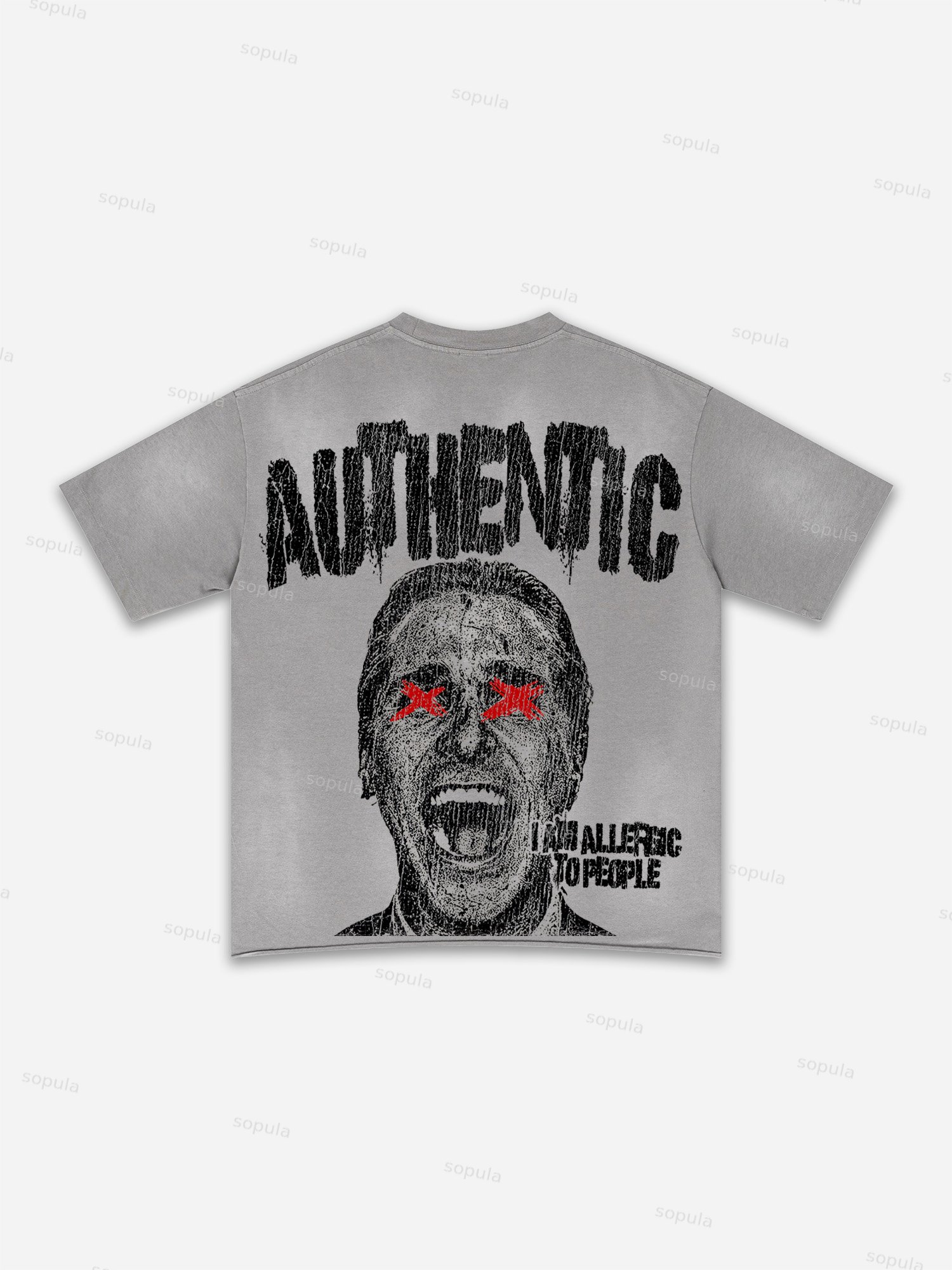 I Am Allergic To People Fun Portrait Print Washed T-shirt