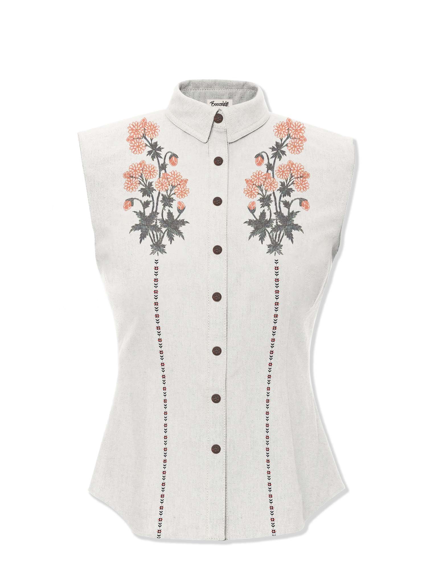 Western Classic Flower - Women&lsquo;s 100% Cotton Sleeveless Shirt