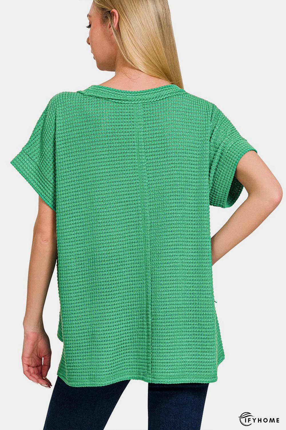 Zenana Waffle Exposed-Seam Short Sleeve T-Shirt | IFYHOME
