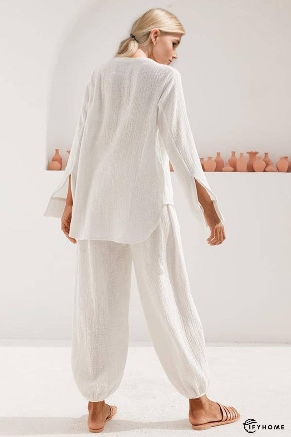 Basic Bae Buttery-Soft V-Neck Long Sleeve Top and Pants Set | IFYHOME