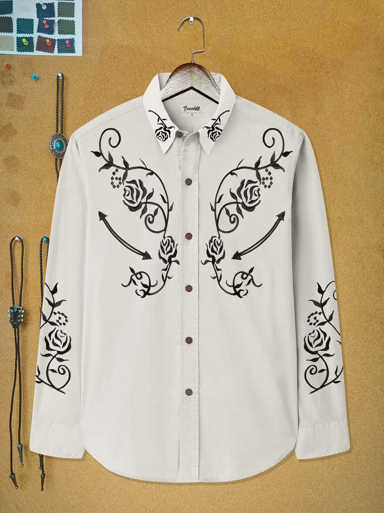 Vintage Western Flower - 100% Cotton Long Sleeves Shirt