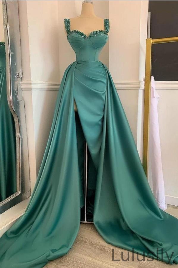 Luluslly Straps Beadings Long Evening Dress Sleeveless With Slit