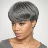 Glueless short Gray Pixie Cut Wig