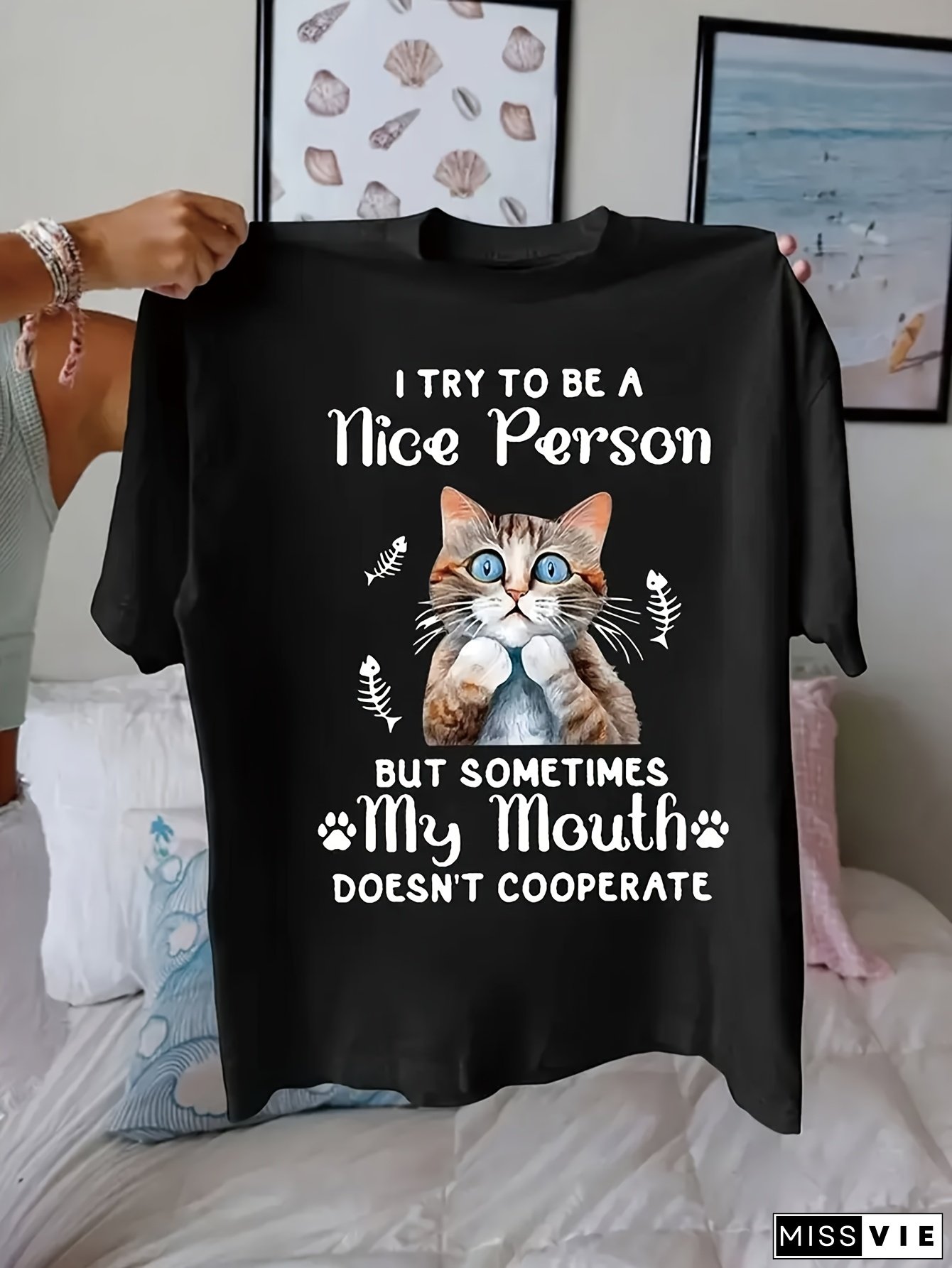 [Whimsycat T-Shirt] Whimsycat Women's Casual Short-Sleeve Round-Neck T-Shirt | Featuring A Cat Design, Suitable For All Seasons, Perfect For Gifts Or Personal Use