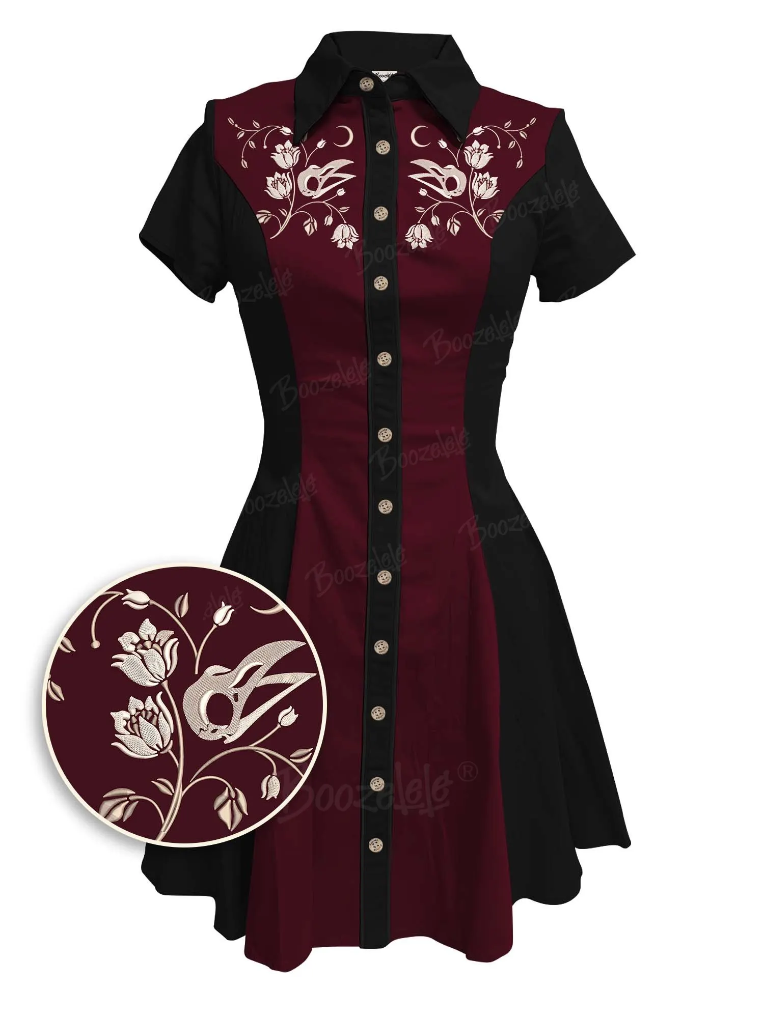 Crow Skull And Flower - 100% Cotton Dress