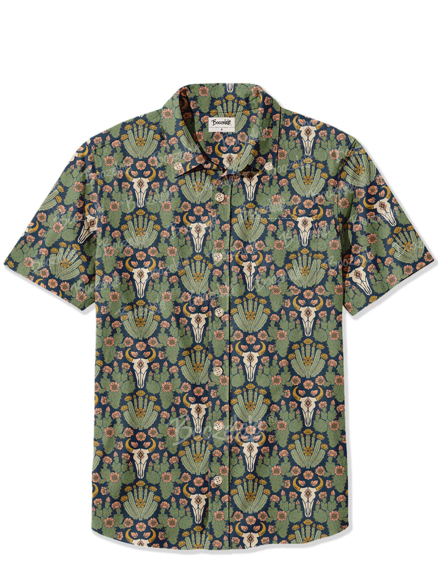 【Monique Beaudin X Boozelele】Blooming Cactus And Buffalo Skull - 100% Cotton Shirt