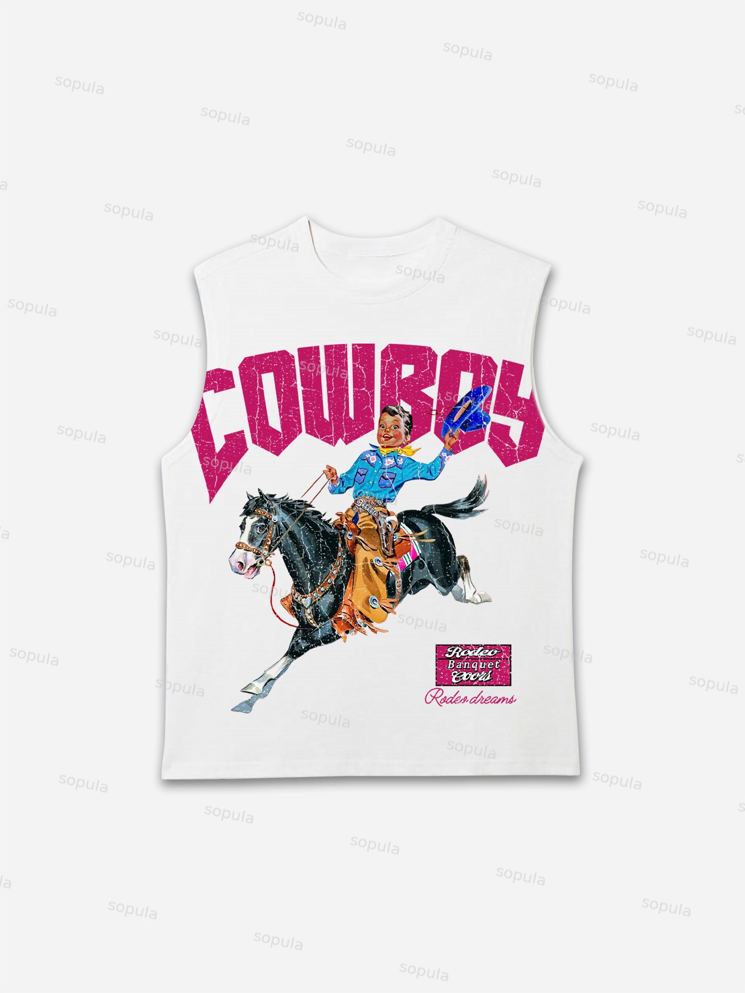 Cowboy Rodeo Dreams Print Tank Top