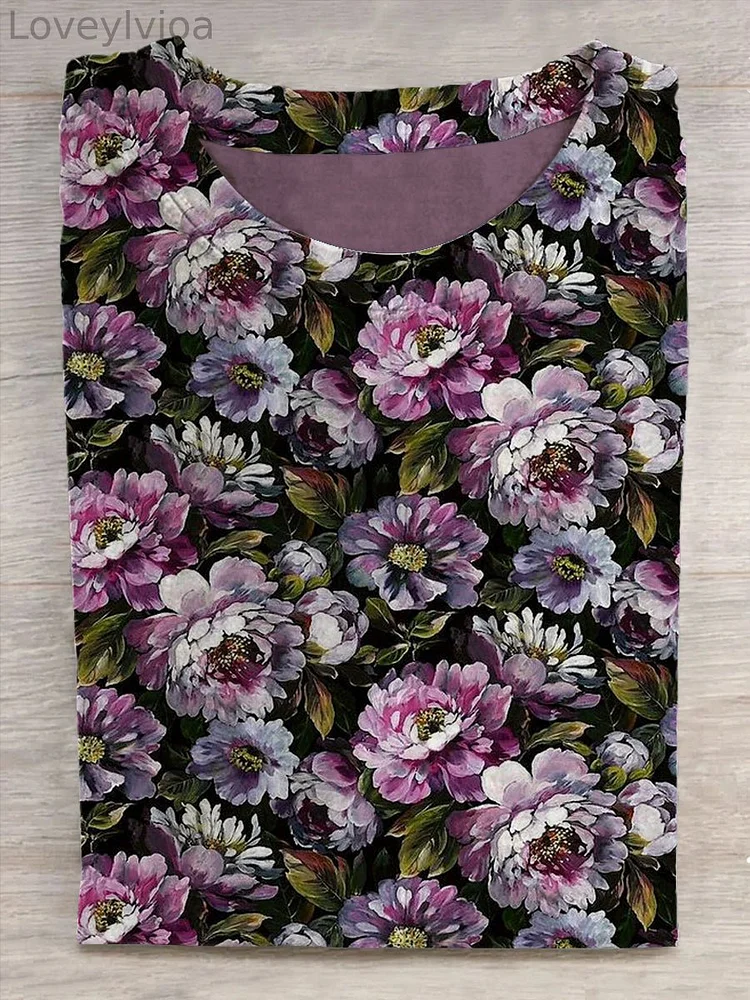 Unisex Floral Abstract Print T-Shirt