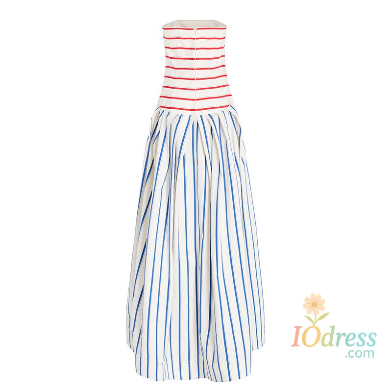 IO Dress Flaxmaker Fashion Womens Dresses Casual Women Striped Print Sling Maxi Dress Round Neck Sleeveless Long Dress Vestidos Dresses