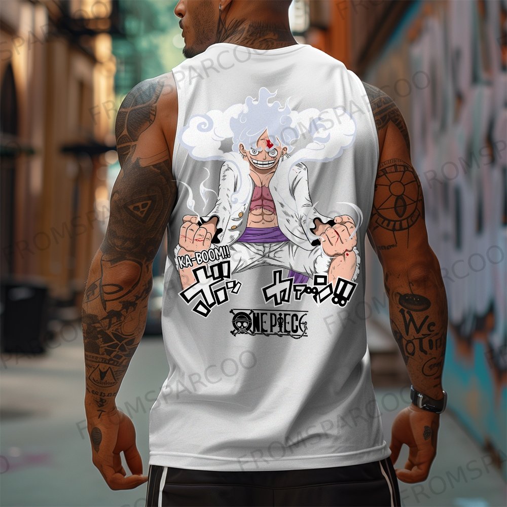 Oversized Anime Print Gym Tank Top