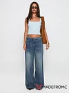 Paltrow Mid Rise Wide Leg Cargo Jeans Mid Blue Wash