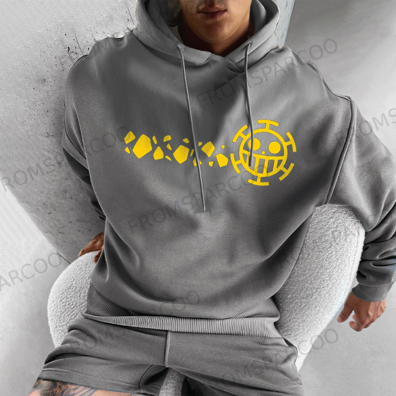 Oversized One Piece Graphic Hoodie Gray