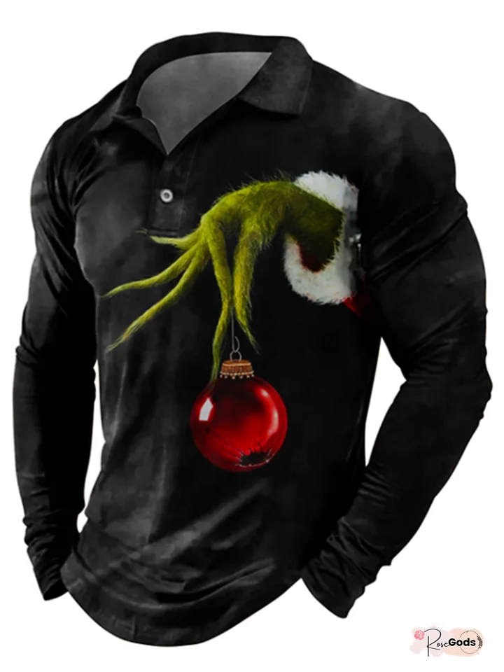 Men's Polo Shirt Golf Shirt Graphic Prints Turndown Wine Black Blue Brown Green 3D Print Street Casual Long Sleeve Button-Down Print Clothing Apparel Fashion Designer Casual Soft