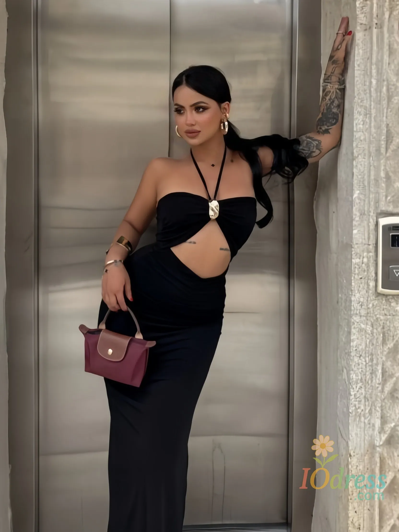 IO Dress Fashion Women's Sexy Off-shoulder Backless Maxi Dresses Elegant Hollow Out Halter Neck Long Dresses 2026 Bodycon Party Outfits IO Dress