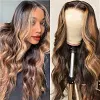 Brown Mixed Gold Long Wave Wig