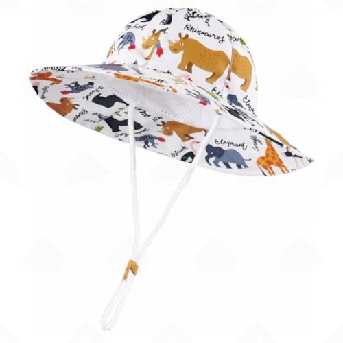 Home Prefer Toddler Baby Sun Hat Cute Pattern Bucket Hat Foldable Wide Brim Summer Beach Hat for Boys Girls Kids UPF 50+