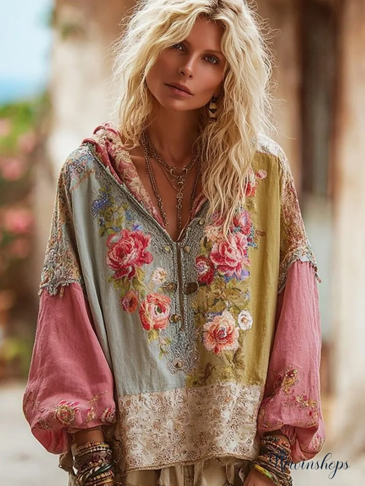 Women's Floral Vintage Casual Hoodie