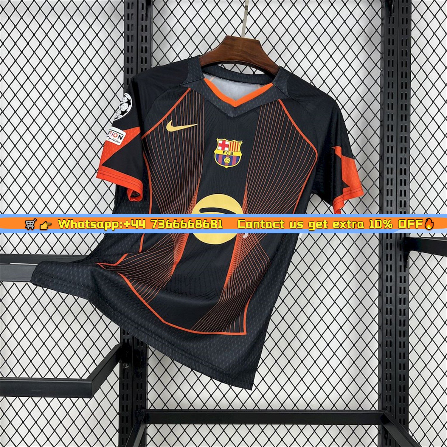 B.A.R.S.A 25-26 T90 Orange Lines Black Special Jersey - Fans Version