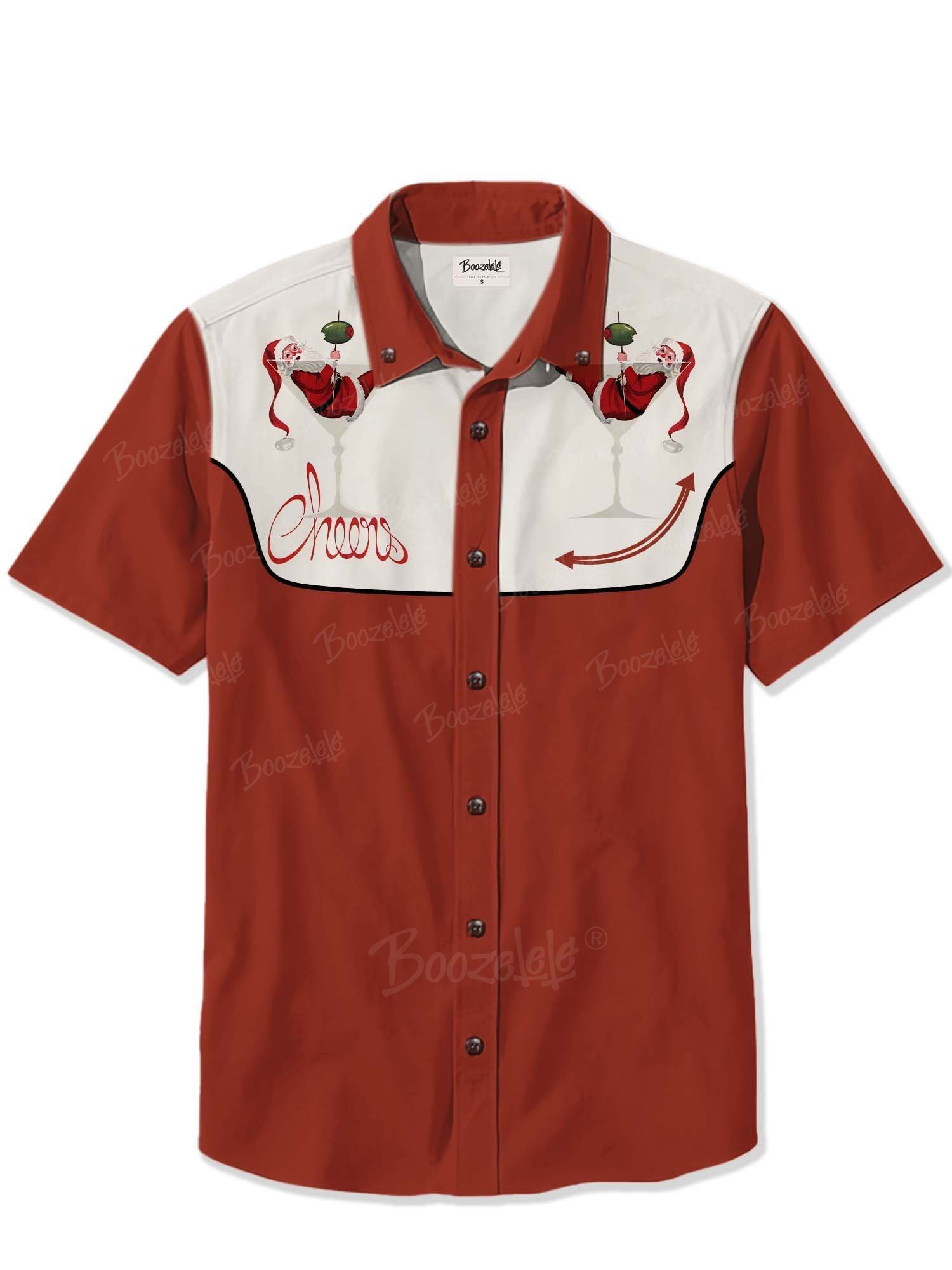 Christmas Santa In A Cocktail - 100% Cotton Shirt