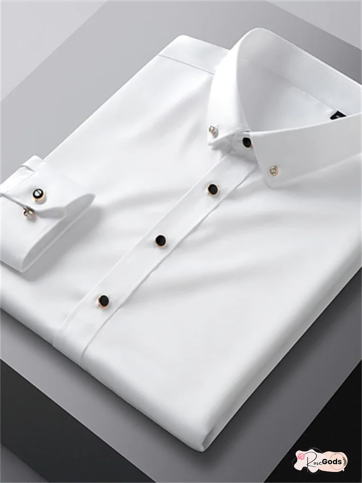 Men's Dress Shirt Button Down Shirt Silk Shirt Azure Lake blue Wine Long Sleeve Solid / Plain Color Turndown Spring & Fall Wedding Daily Wear Clothing Apparel Sexy