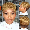 Best Design Afro Short Curly Hair Gold Wig