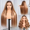 Highlight Honey Blonde Glueless Wigs Silky Long Straight Wig