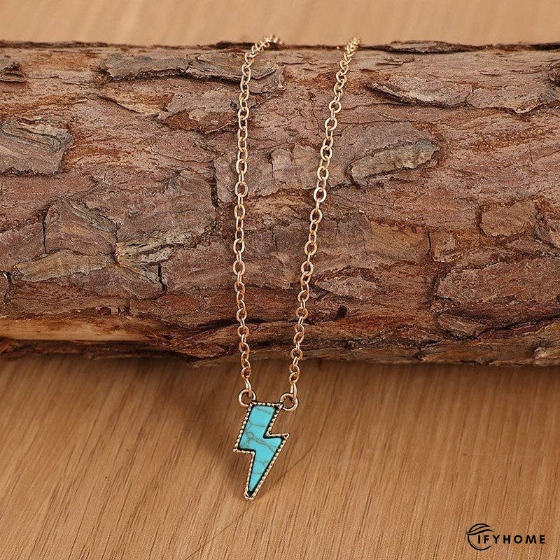 Retro Lightning-Shaped Turquoise Collar Necklace | IFYHOME