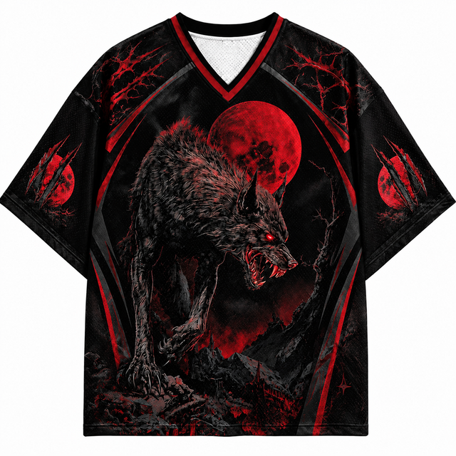 Street Red Moon Panther Short Sleeve Jersey