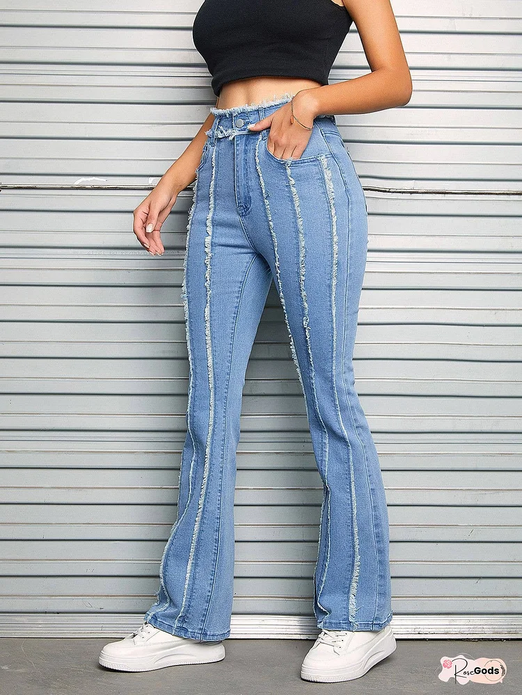 Flared Raw Hem Jeans