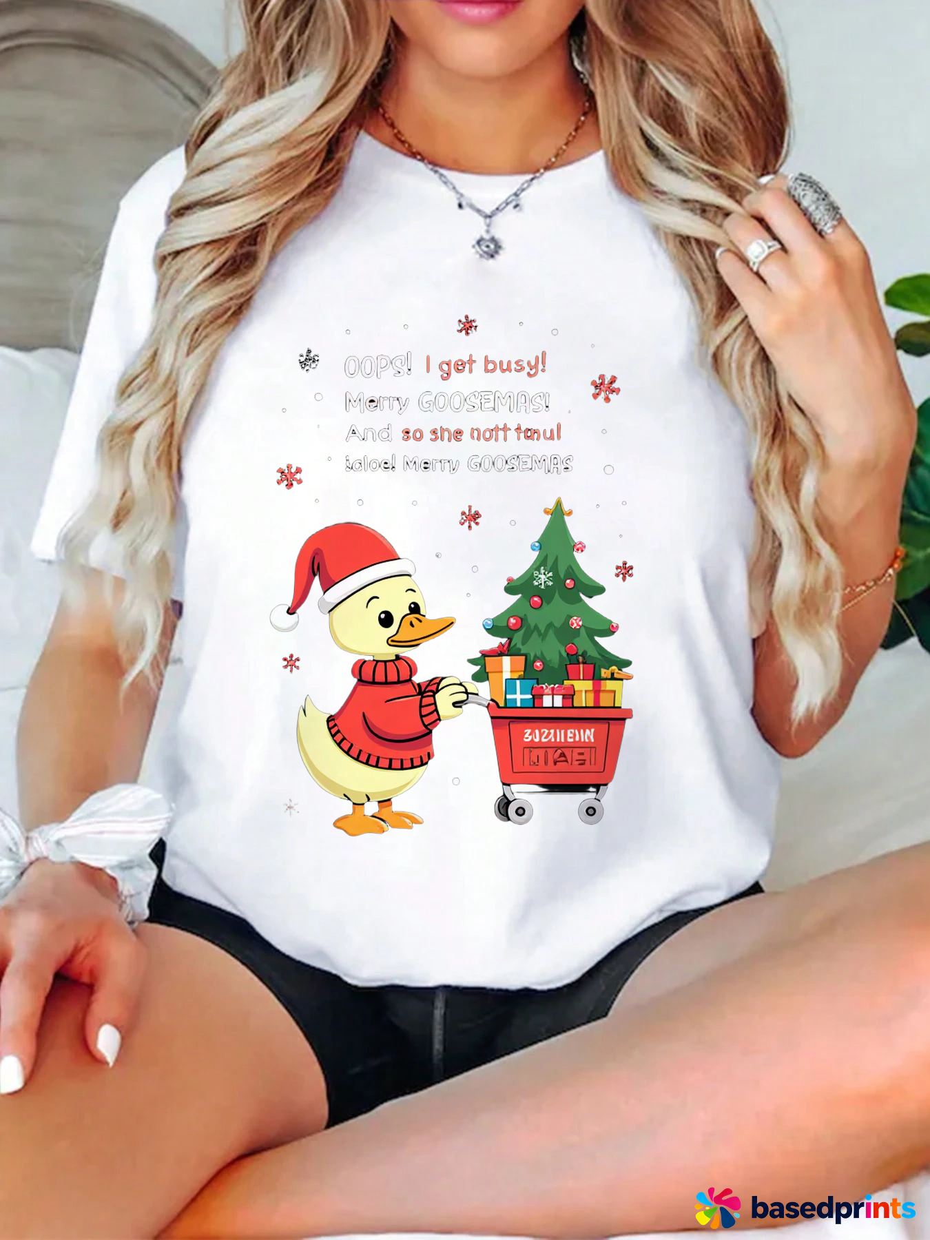 Christmas Duck T-Shirt Women Funny Graphic Tee