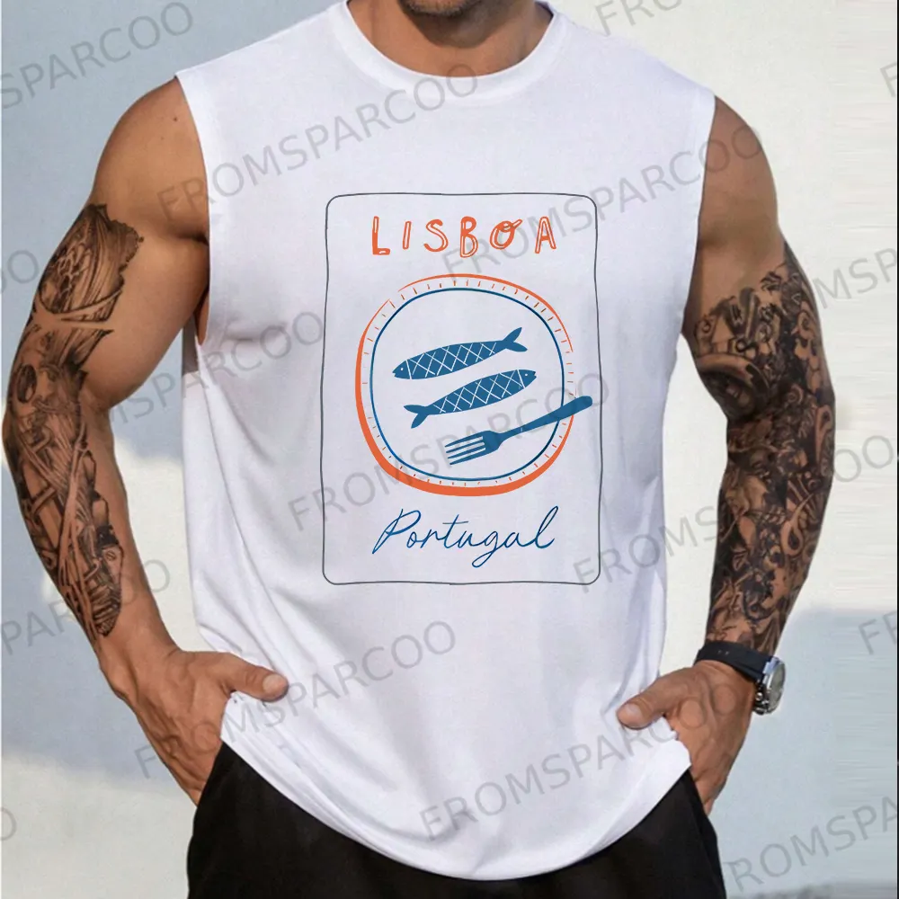 Unisex Casual Sardines Art Print Gym Tank Top