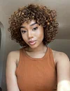 Brown Brazilian Remy Curly Hair Wig With Bangs Glueless Wigs