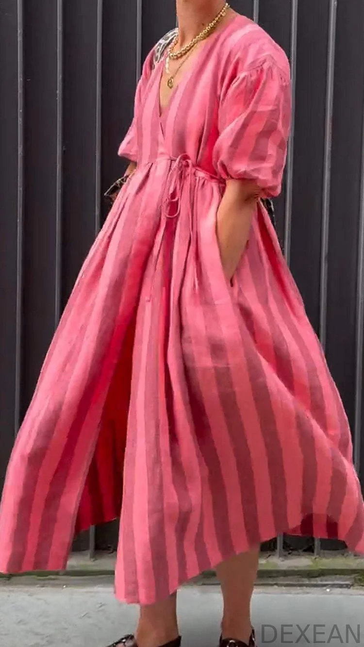 Women's Striped Print Strappy Dress