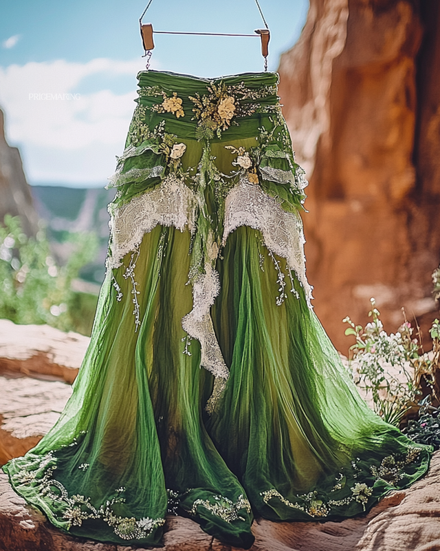 Summer Vacation Ruffle  Lace Patchwork Skirt ccdb 23c3