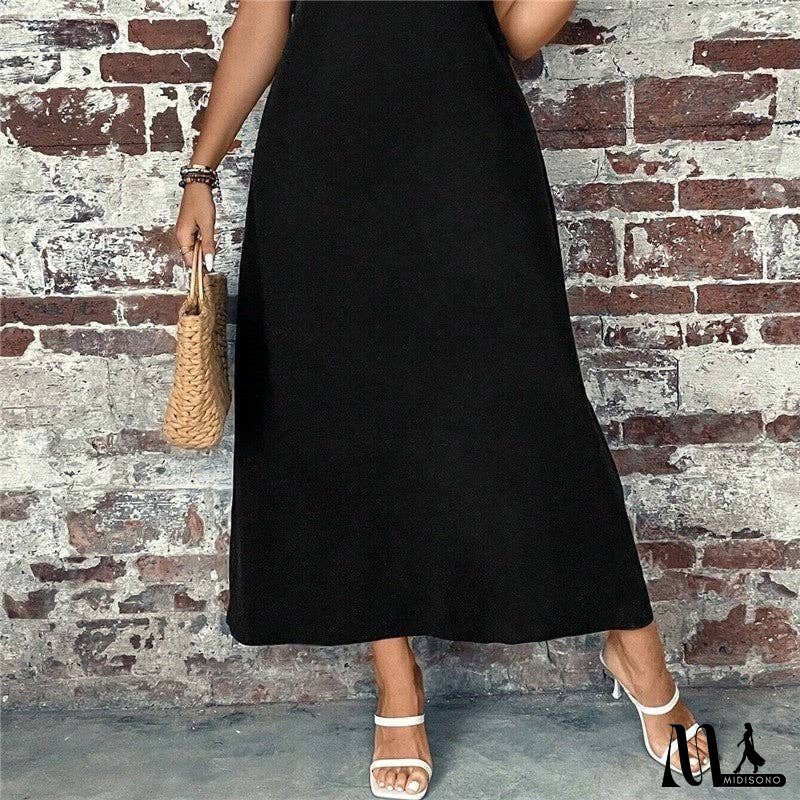 Casual Round Neck Short Sleeve Loose Fit Maxi Dress