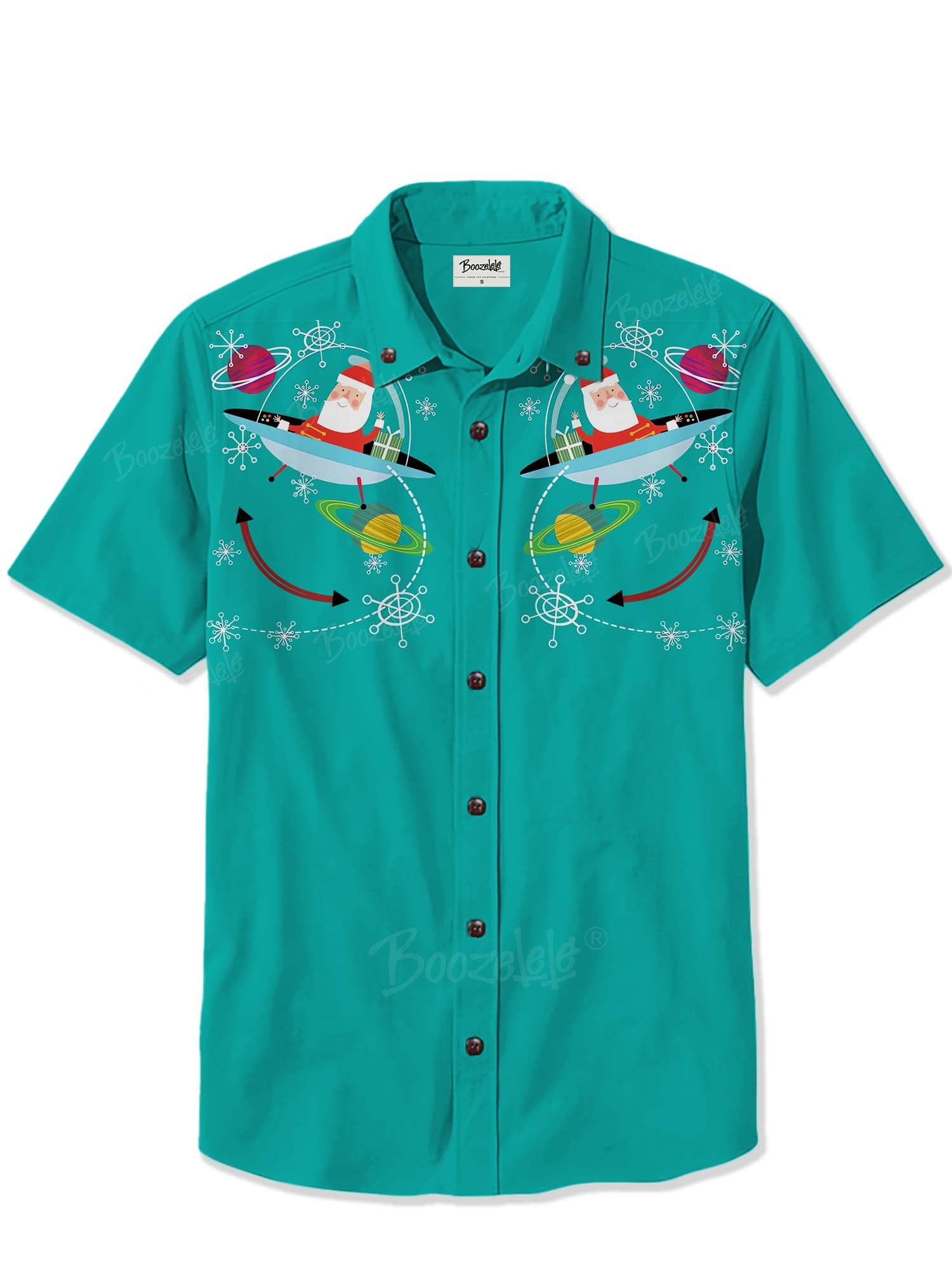 Vintage Atomic Christmas UFO And Santa - 100% Cotton Shirt