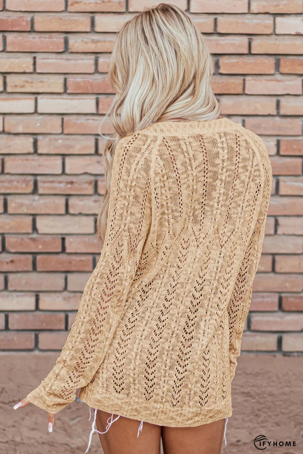 Solid Open Knit Cardigan | IFYHOME
