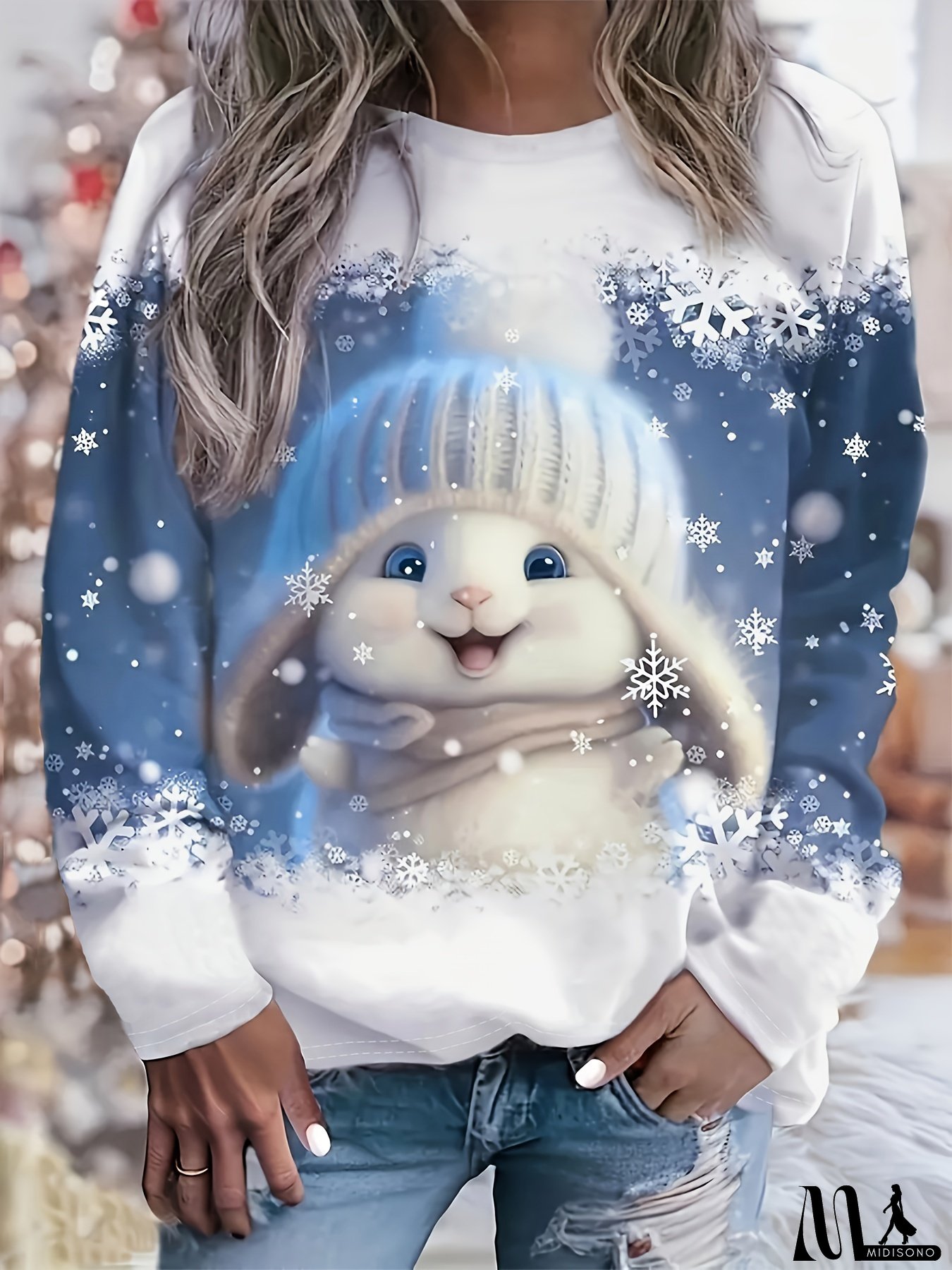 1pc Plus Size Digital Print Elegant Women's Long Sleeve T-Shirt, Crew Neck Top with All-Season Polyester Knit Fabric, Casual Full Print Design