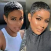 Glueless Super Short Wig 2Inch Straight Pixe Cut Hair