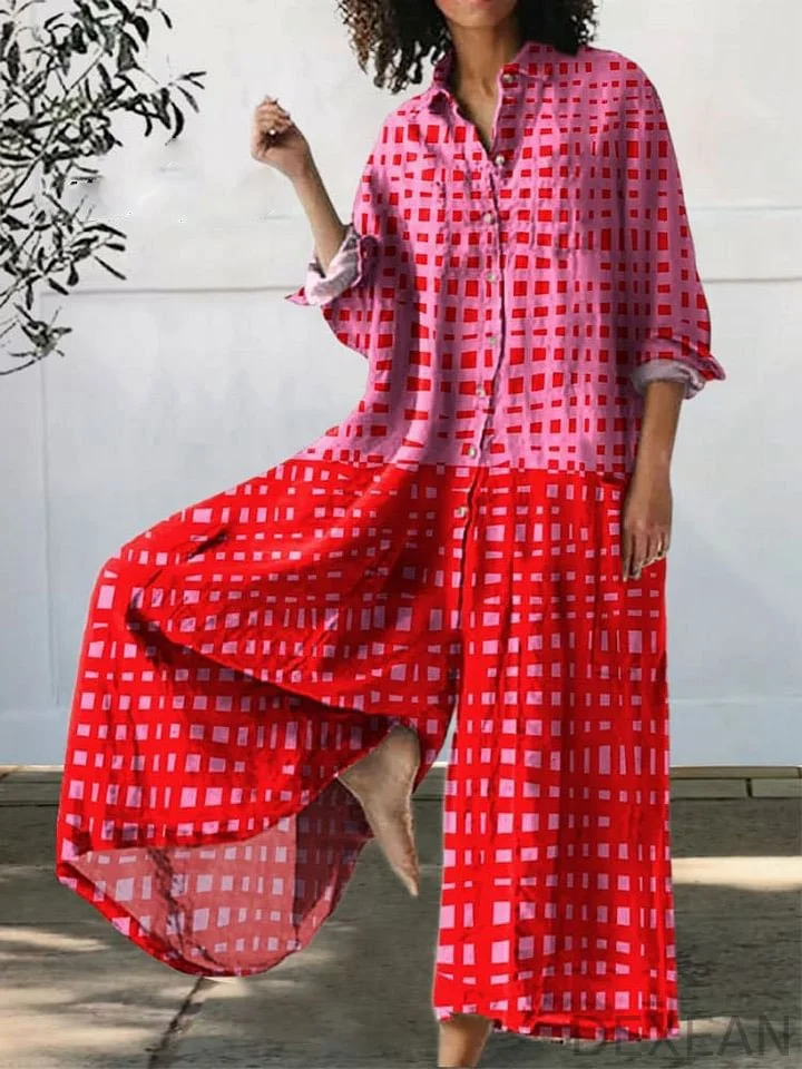 Women's Abstract Vibrant Bold Fun Colorful Geometric Stripes Art Print Casual 100% Cotton Wide Leg Jumpsuit
