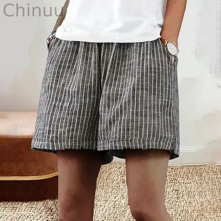 Stripe Printed Comfy Loosen Short Pants